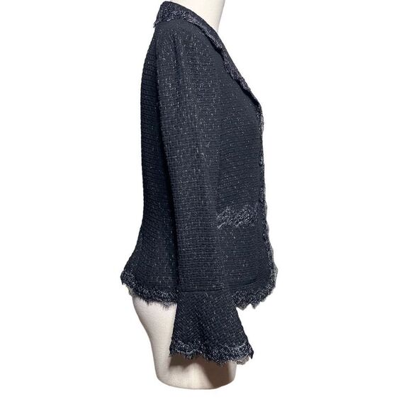 Rickie Freeman Teri Jon Black Dressy Sparkly Lace Blazer Jacket Size 4 - Picture 2 of 7